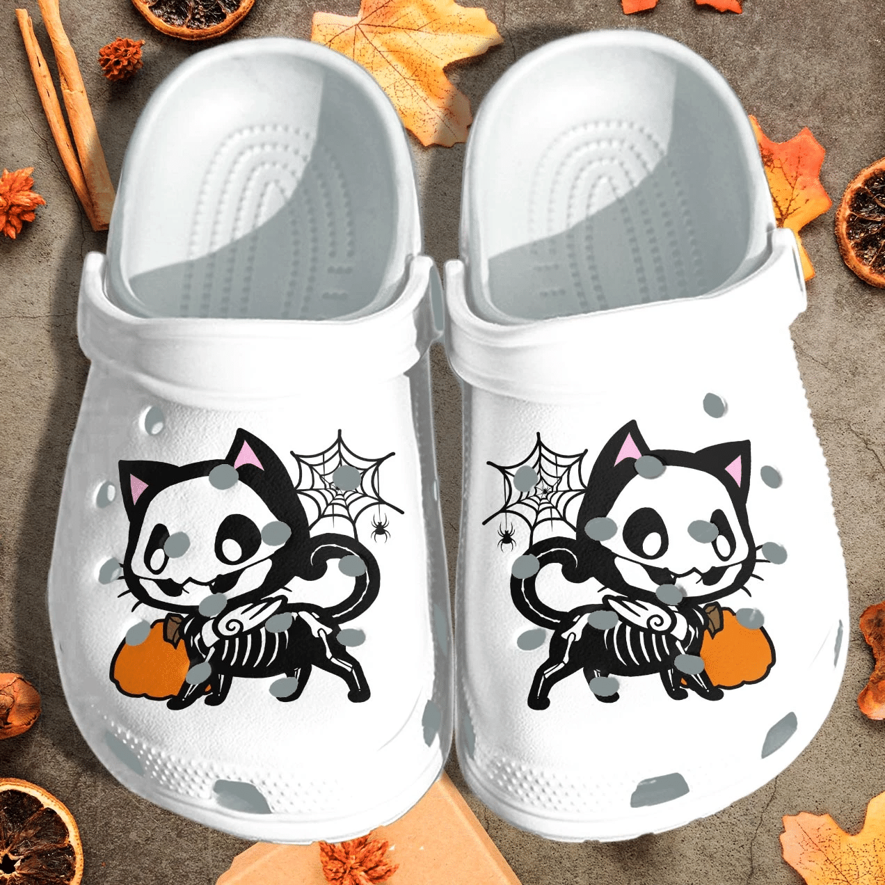Skeleton Cat Cartoon Shoes Clog  Halloween 2021 Crocs Clog Crocband Clog Birthday Gift For Man Women